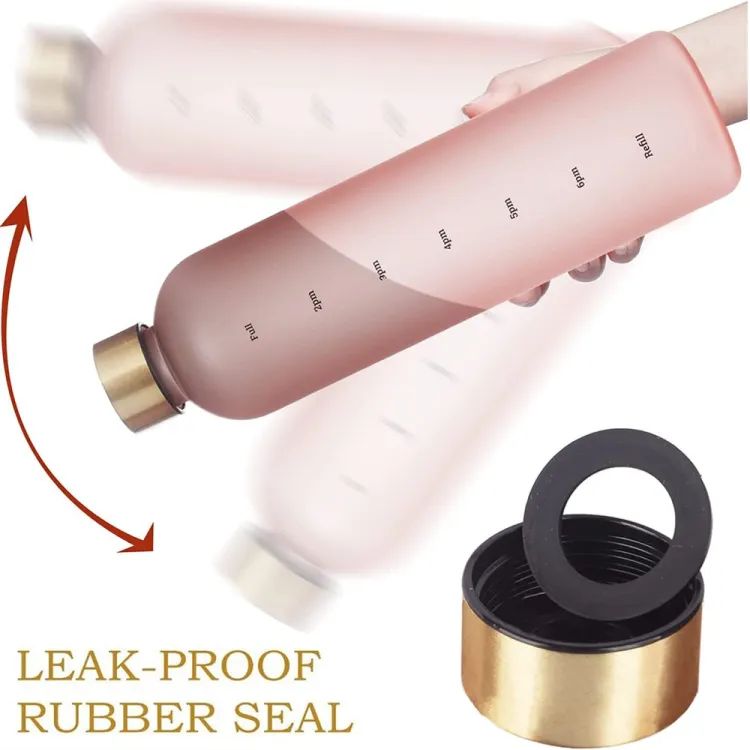 650ml Water Bottles For Girls Frosted Motivational Water Bottle With Time Marker Leakproof Outdoor Fitness Sport Drinking Bottle