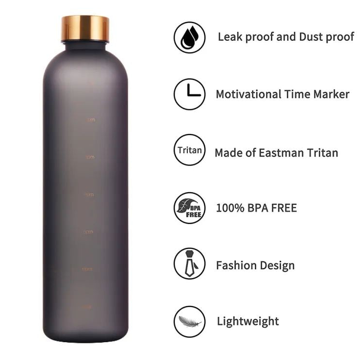 650ml Water Bottles For Girls Frosted Motivational Water Bottle With Time Marker Leakproof Outdoor Fitness Sport Drinking Bottle