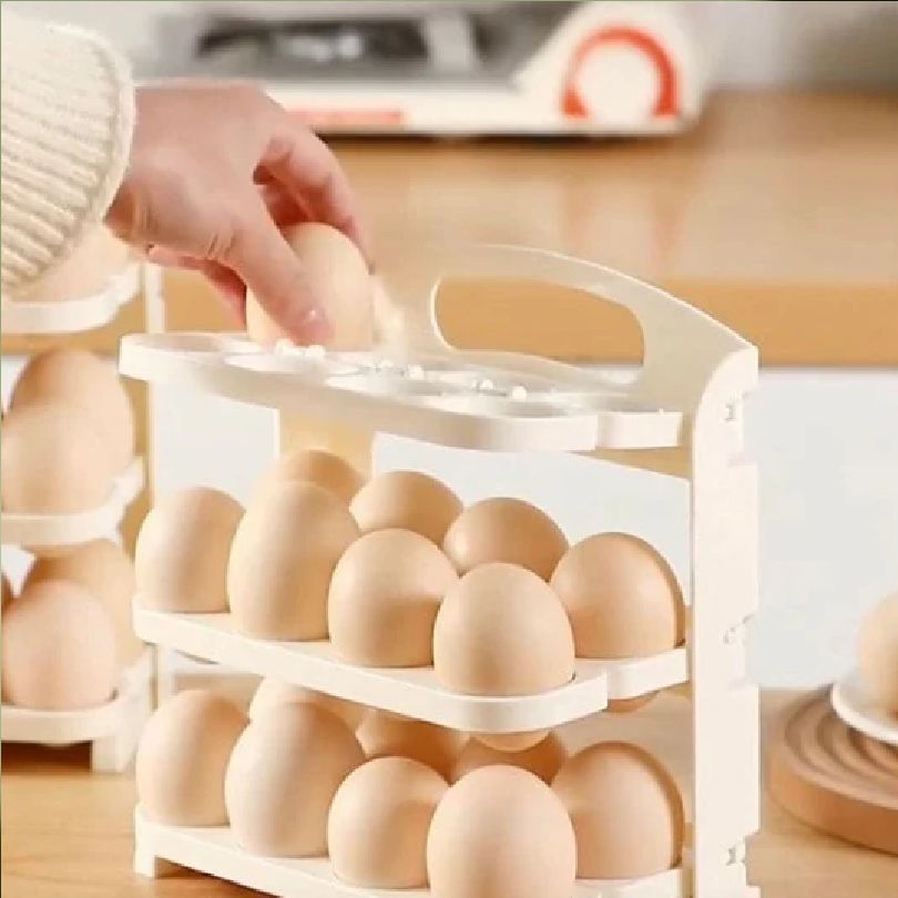 24 Grid Egg Storage Holder 3 Layer Foldable Egg Organizer