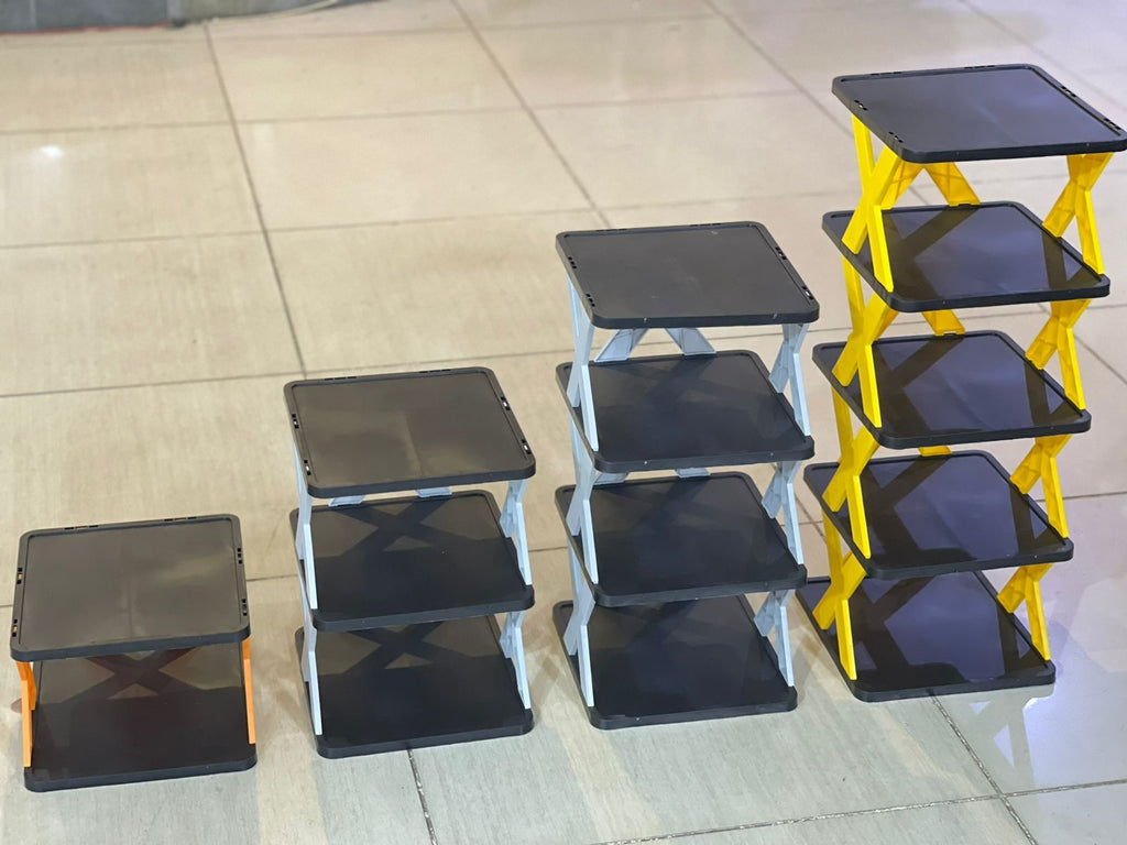 5 Layer High Quality Foldable X Shape Plastic Shoe Rack 5 Layer With Box