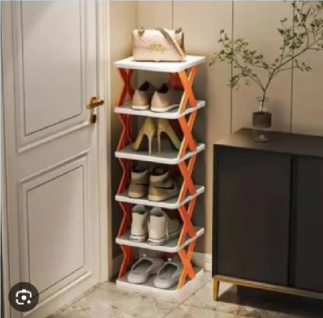 5 Layer High Quality Foldable X Shape Plastic Shoe Rack 5 Layer With Box