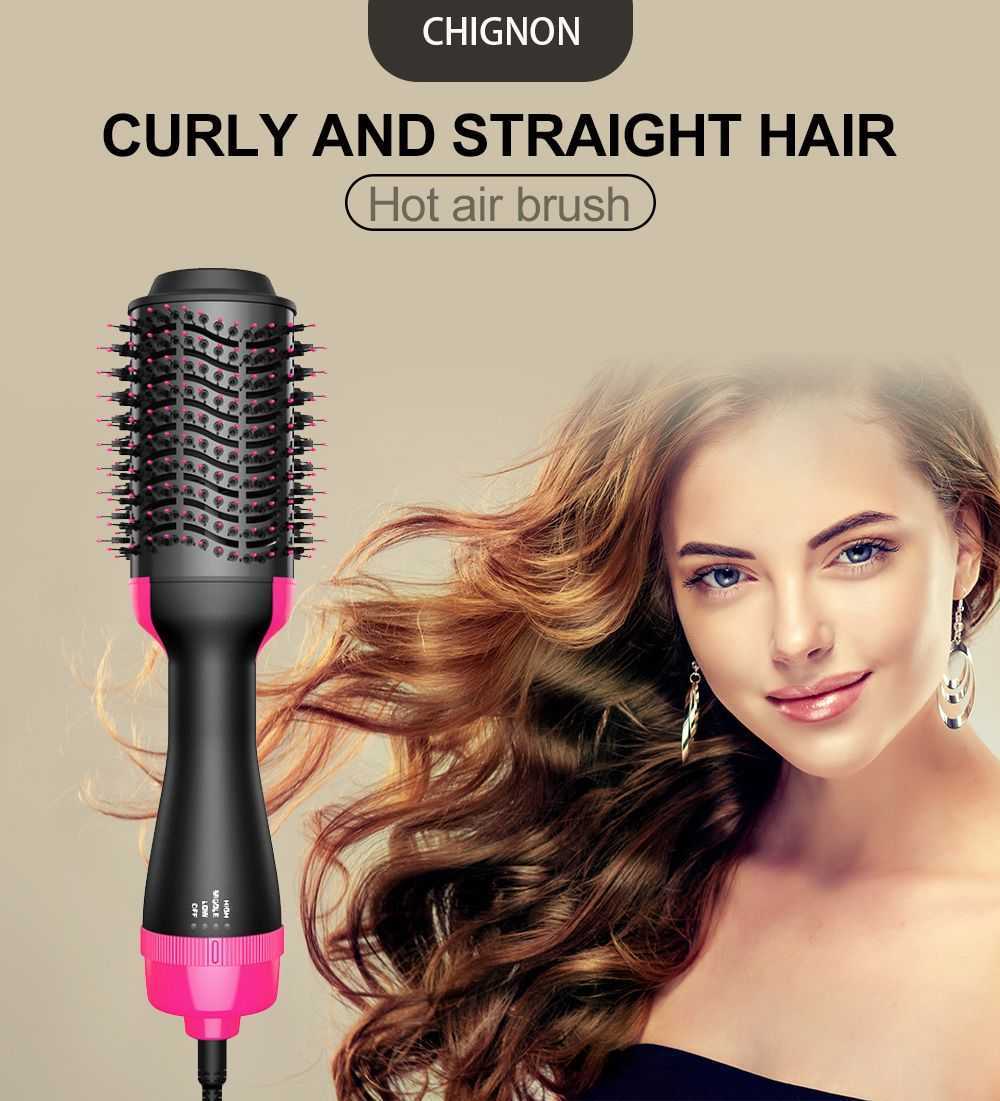 Hair Dryer, Straightener & Curler Comb – Professional Hot Air Styling Brush