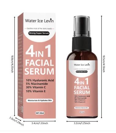 Water Ice Levin Title4 In 1 Facial Serum 30ml Hyaluronic Acid Niacinamide Vitamin C And Vitamin E Hydrating Brightening Anti Aging And Dark Spot Remover Korean Skincare For Face Glow